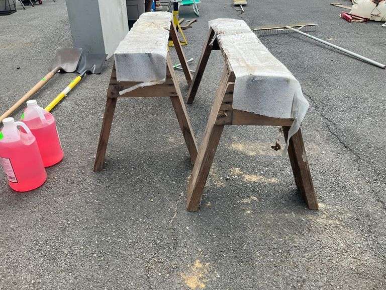 Wooden Sawhorses, 46”L x 20”