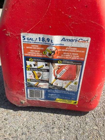 Five-Gallon Ameri-Can Fuel Can With Yellow Spout