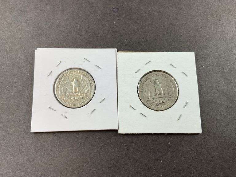 Two silver Washington quarters 1951 and 1953S