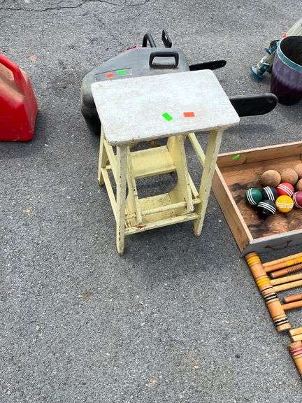 Yellow Painted Step Stool with Three Tiers
