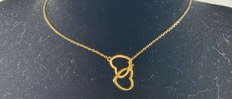 Gold over sterling silver interlocking heart necklace 18in