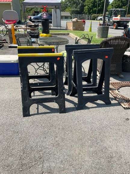 Four Durable Plastic Sawhorses