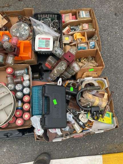 Pallet Lot of Assorted Hardware, Tools, and Electrical Components from the Estate of George R. Rotenberry
