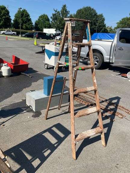 6-Foot Wooden Ladder With Metal Reinforcements