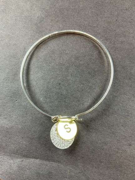 Bangle Bracelet With Clasp Two Charms