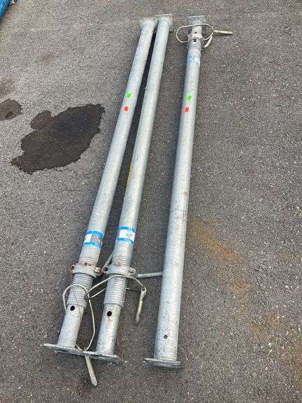 Three Galvanized Steel Shoring Posts with Threaded Ends