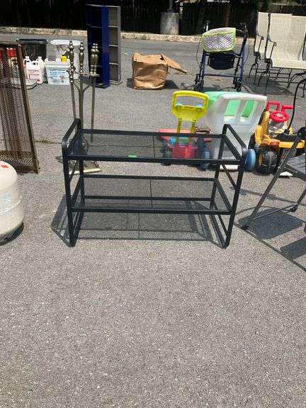 Two-Tier Black Metal Mesh Storage Unit, 18”Hx28”Lx14”W