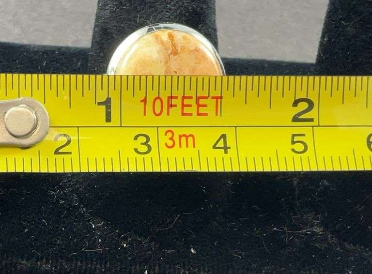 Sterling silver coral jasper ring size 7.5