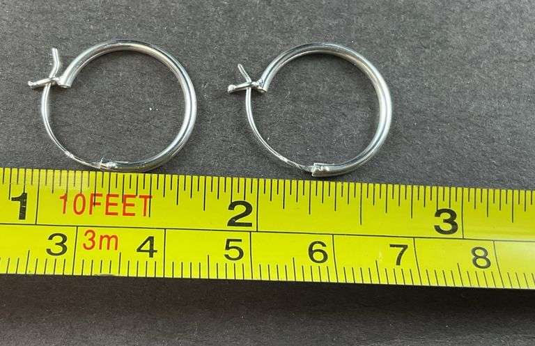 Sterling silver French lock 18mm hoop earrings 1.13g
