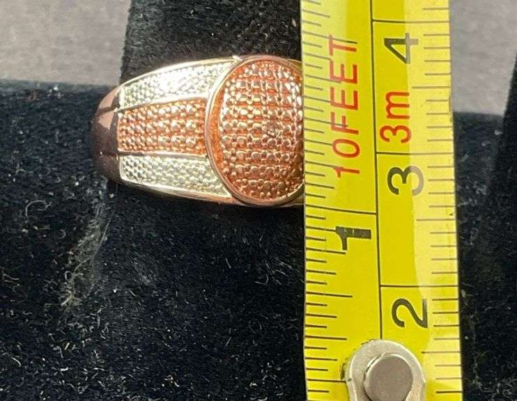 Diamond accent dome ring rose gold plated size 8