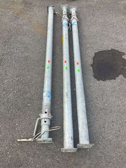 Three Galvanized Steel Shoring Posts with Threaded Ends