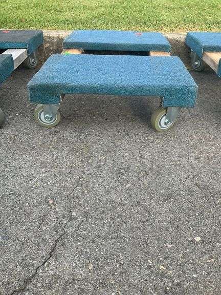 Padded Floor Dolly with Carpeted Platform and Casters, 32” x 19”