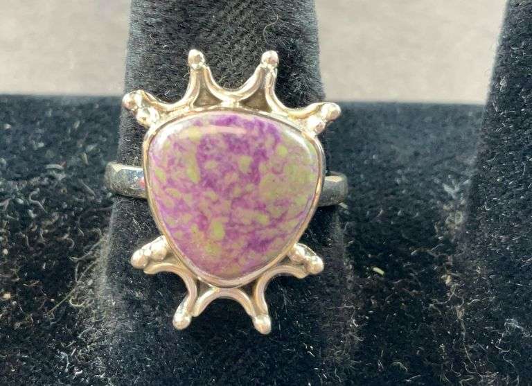 Sterling silver purpurite ring size 8