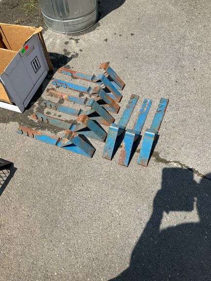 Nine Metal Roofing Brackets with Blue Finish