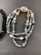 Two Beaded Bracelets Black And Gray
