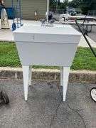 Freestanding Utility Sink With Dual-Handle Faucet