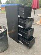 Black Four-Drawer Metal Filing Cabinet