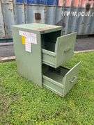 Metal Two-Drawer Filing Cabinet in Green Finish, From the Estate of George R. Rotenberry.