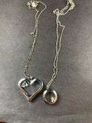 “Origami Owl” Two Necklaces With Pendants Costume Jewelry One Had Heart With CZ's Love And Ring, Second Is A Plain Pendant