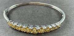 Bangle Bracelet Side Clasp With Citrine Colored Stones 12.5 grams Sterling Silver size 2 1/2"