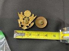 US Army WW2 officers Hat badge and U.S. Army WW2 enlisted soldier hat badge