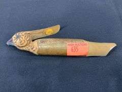 Vintage hand carved wooden bird whistle made in Switzerland