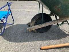 True Temper Wheelbarrow with Two Wooden Handles and Pneumatic Tire