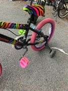 Kids’ Bike With Training Wheels and Multicolor Zebra Stripe Accents
