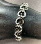 Black And Silver Heart Bracelet 15.7 grams Sterling Silver size 6"