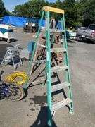 6-Foot Green Step Ladder with Aluminum Steps