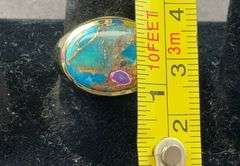 Turquoise ring goldtone size 8
