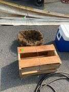 Wire Hanging Moss Basket and Wooden Crate