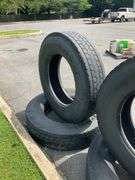 Four 11R24.5 TOYO M647 Tires with Minimal Tread, Sold As-Is
