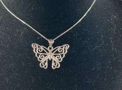 Sterling silver butterfly necklace 18in