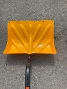 Plastic Snow Shovel with Curved Handle and Yellow Scoop
