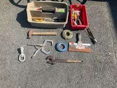 Divided Tool Bin and Rectangle Bin with Assorted Tools