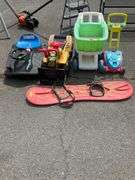 Kids Toy Lot with Ride-On Vehicles and Plastic Accessories