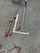 Pipe Clamps, Two Metal Poles, and Square Ruler Set