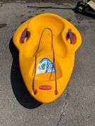 Yellow Rubbermaid Snow Sled with Rope Handle