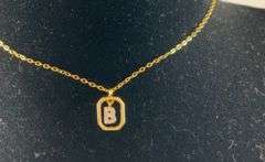Gold over sterling silver ”B” initial necklace 20in