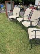 Four Spring Rocking Chairs with Metal Frames and Mesh Seats