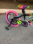 Kids’ Bike With Training Wheels and Multicolor Zebra Stripe Accents