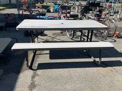 Lifetime Outdoor Picnic Table with Durable Plastic Top and Metal Frame, 71-Inch Length