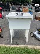 Freestanding Utility Sink With Dual-Handle Faucet