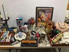 Four Boxes of Decorative Items, Tableware, Textiles, and Collectibles