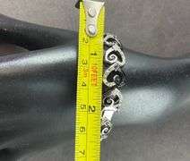 Black And Silver Heart Bracelet 15.7 grams Sterling Silver size 6"