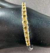 Bangle Bracelet Side Clasp With Citrine Colored Stones 12.5 grams Sterling Silver size 2 1/2"