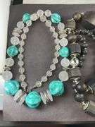 Costume Jewelry Necklace With Black And Gold Ceramic Beads/ Black Wood Necklace Material With Silver Spacers and Necklace With Clear Beads And Turquoise Blue Decorative Beads