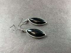 Black obsidian stainless earrings