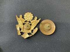 US Army WW2 officers Hat badge and U.S. Army WW2 enlisted soldier hat badge